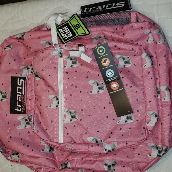 Trans by Jansport Pink Frenchie Bookbag - Picture 1 of 3